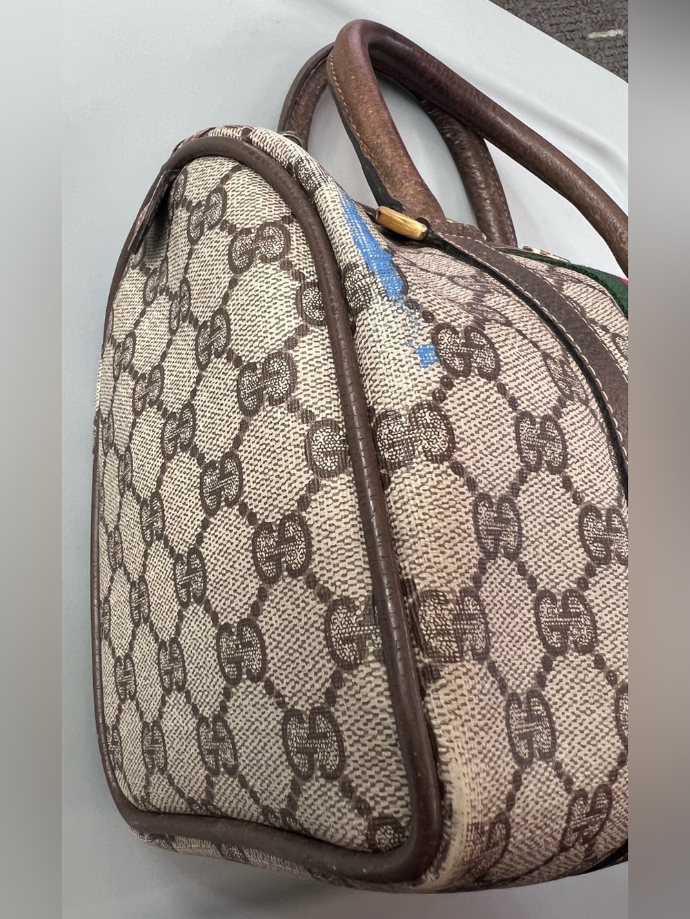 GUCCI vintage satchel doctor bag Monogram GG print purse authentic 1977-1980 - Picture 11 of 16